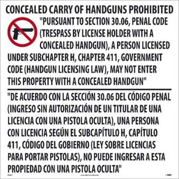 Nmc Texas Concealed Handgun Law Sign, M460V M460V